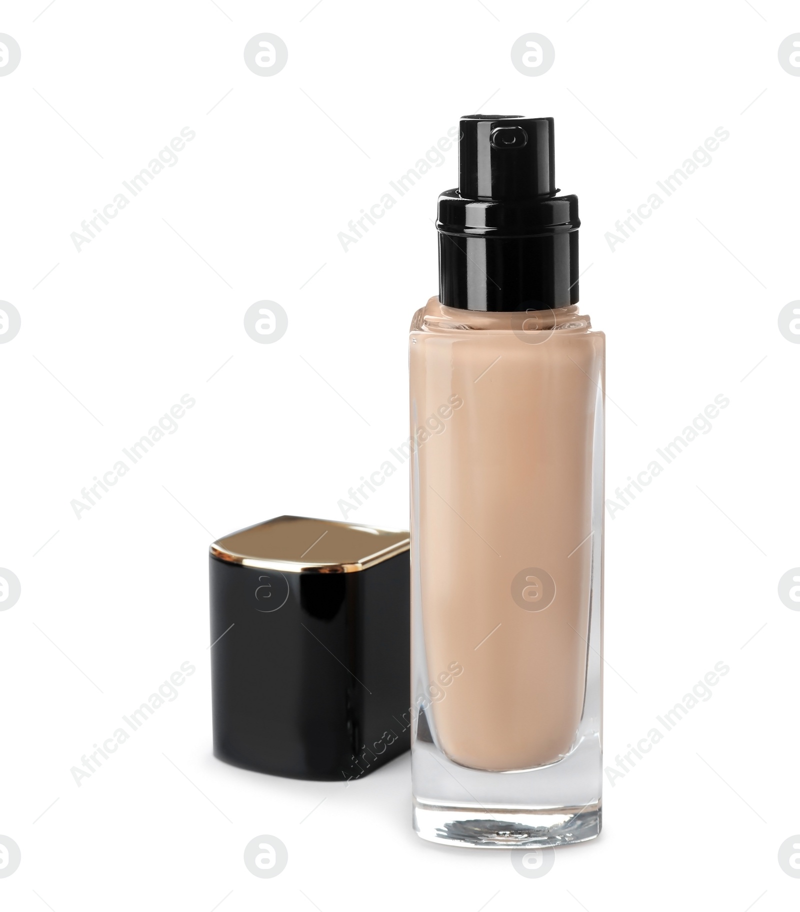 Photo of Bottle of skin foundation on white background