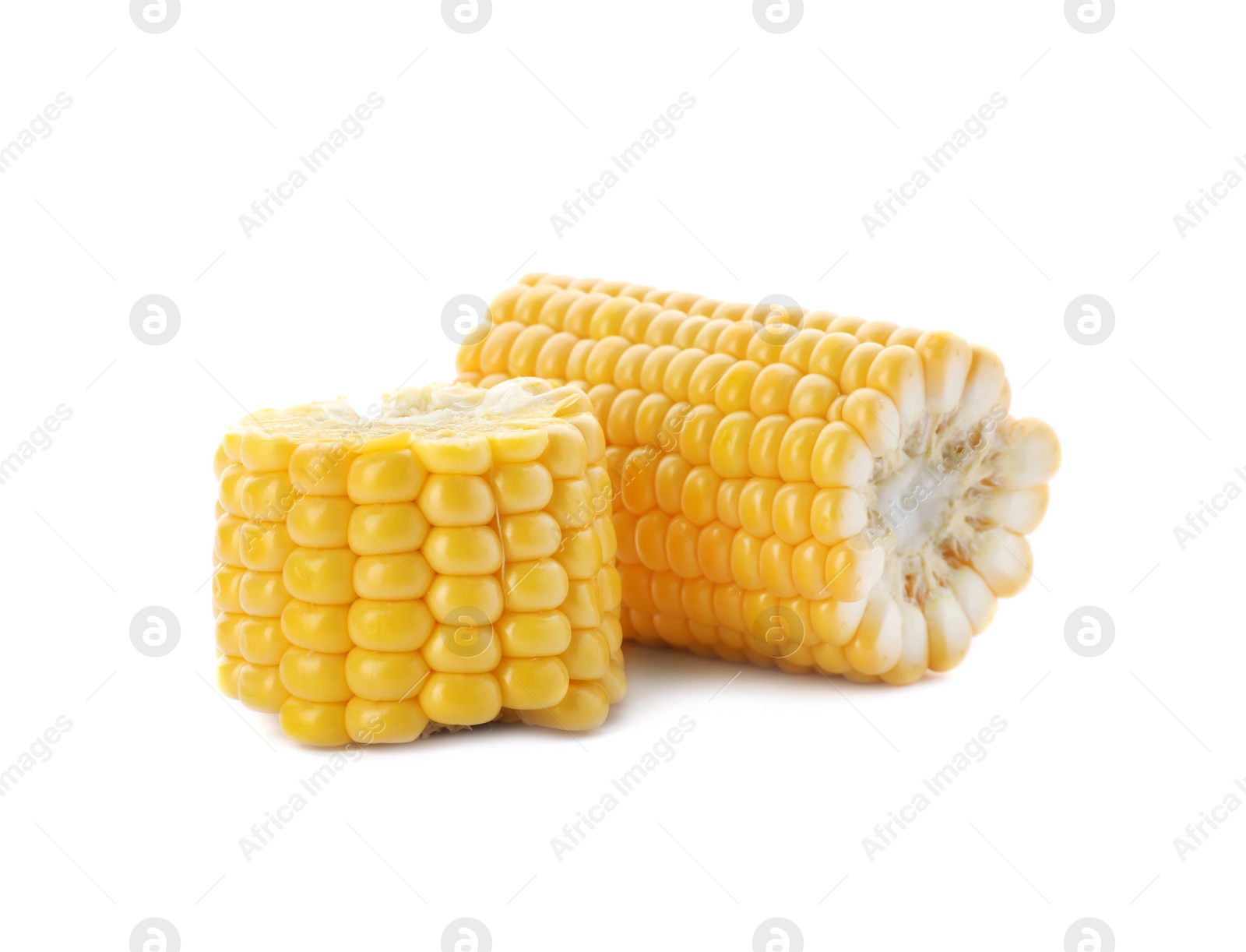 Photo of Tasty sweet corn cob on white background