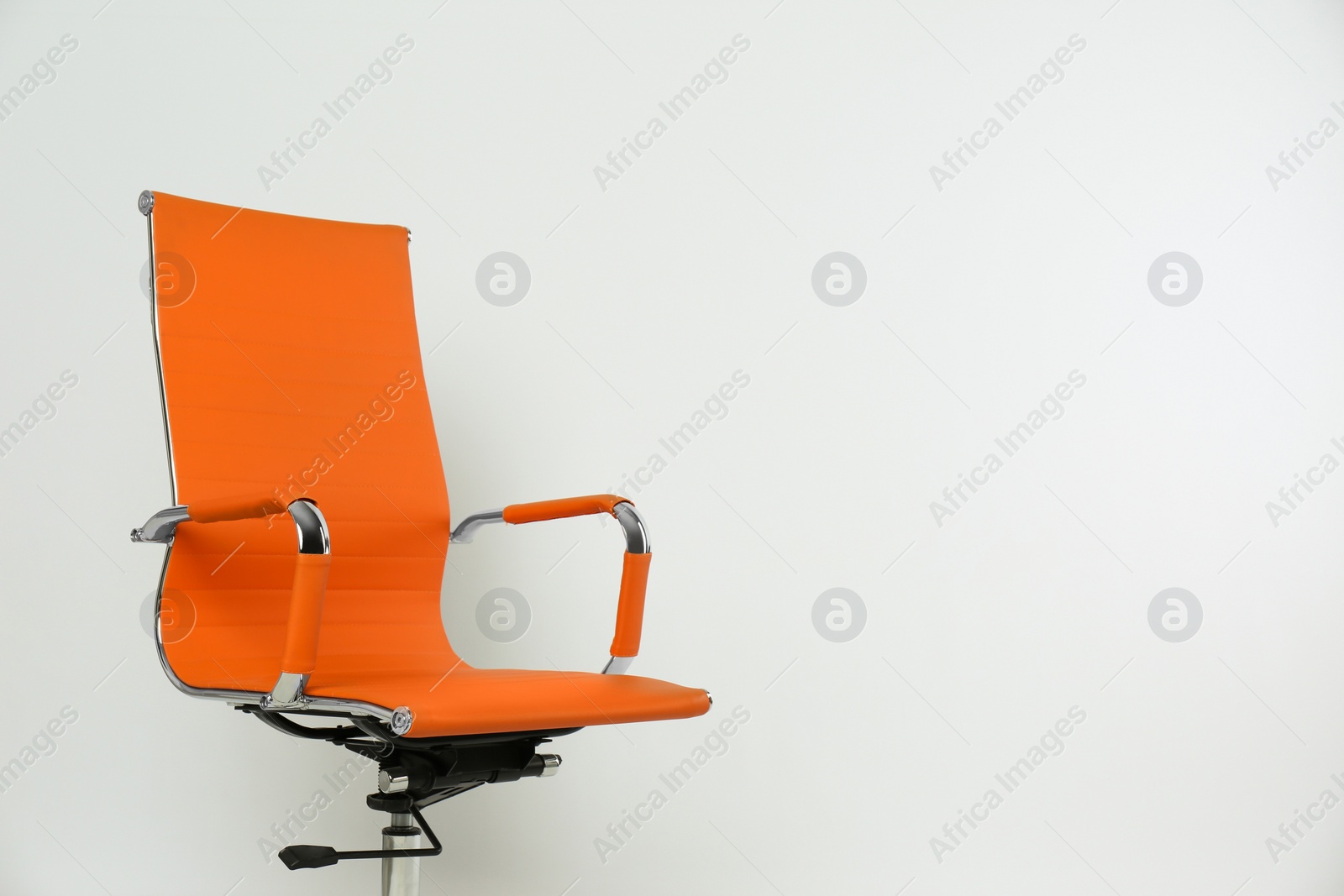 Photo of Comfortable office chair on white background, space for text