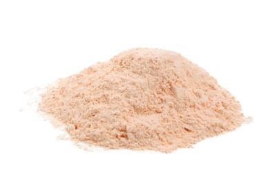 Photo of Pile of lentil flour on white background