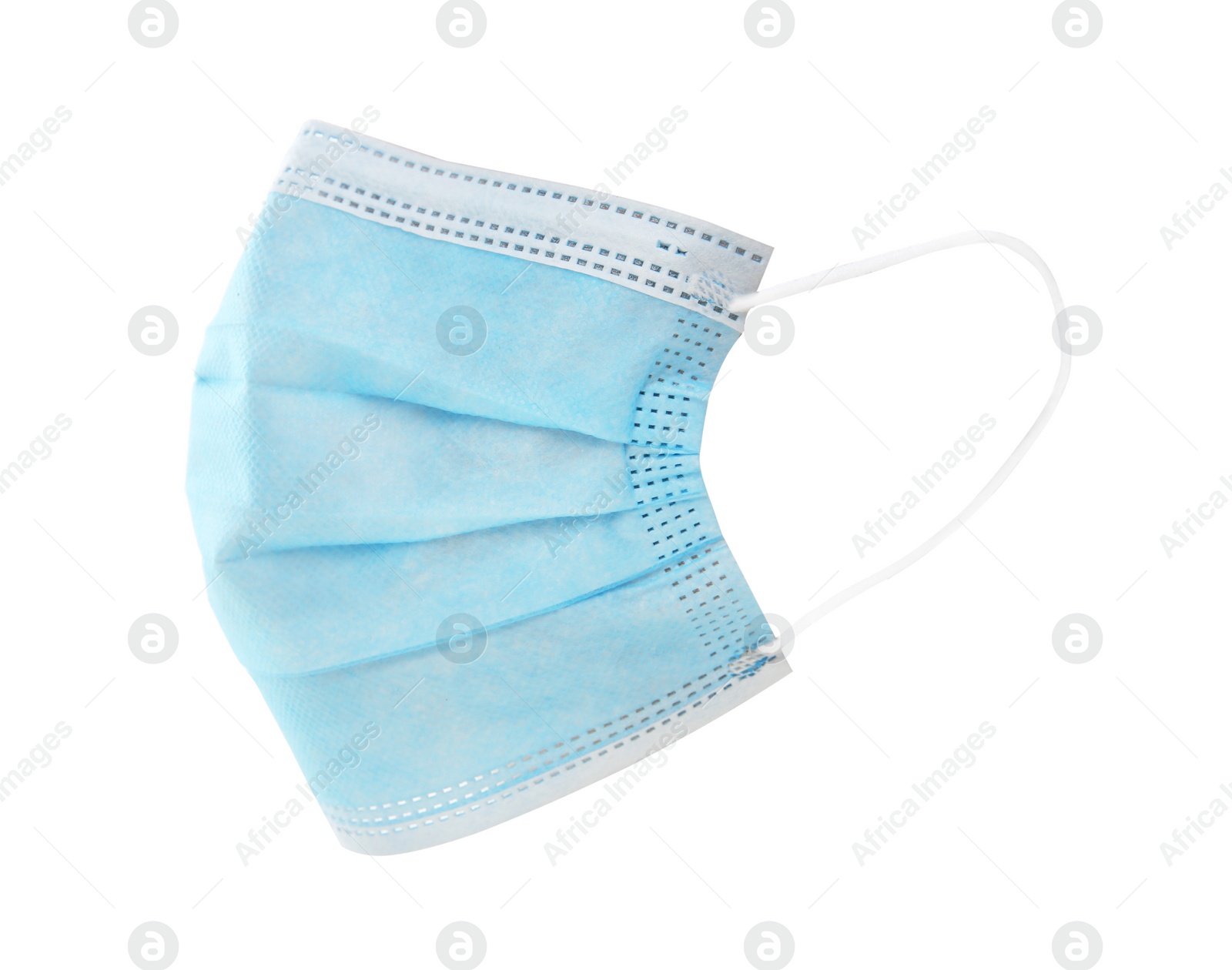 Photo of Disposable face mask isolated on white. Protective measures during coronavirus quarantine