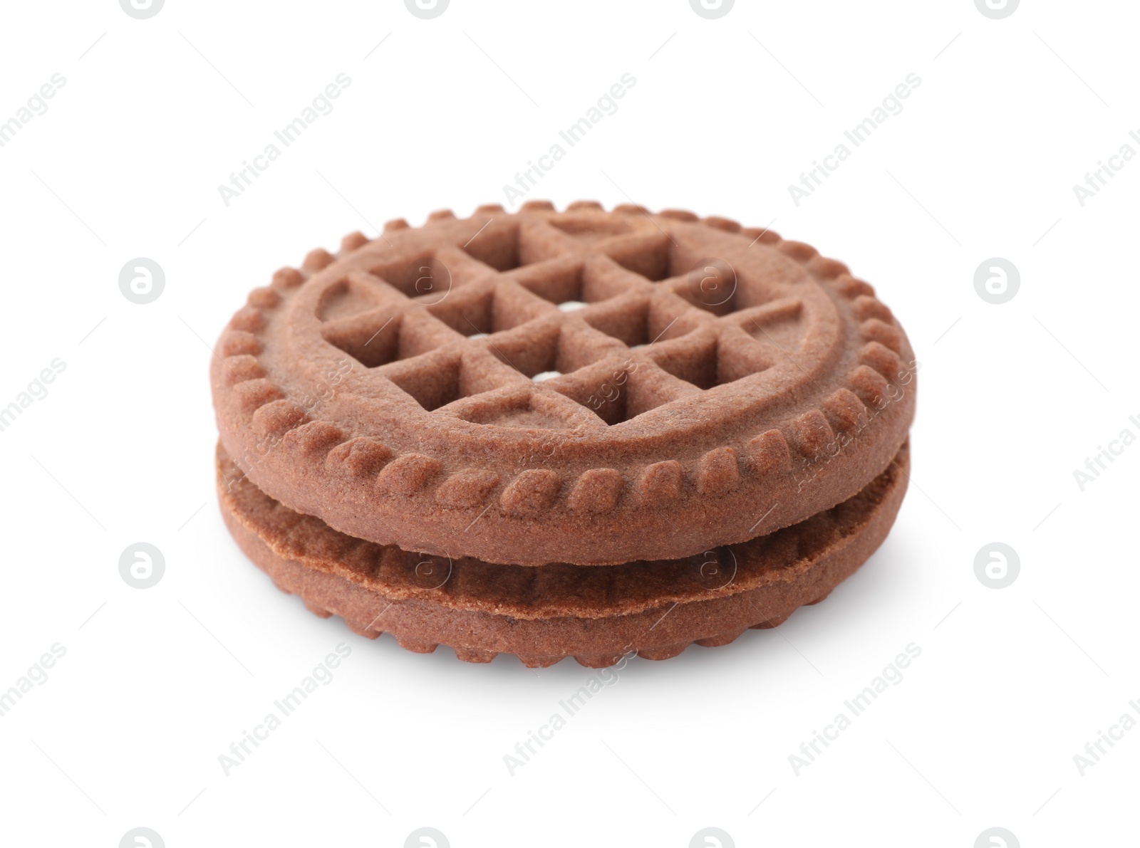 Photo of Tasty chocolate sandwich cookie with cream isolated on white