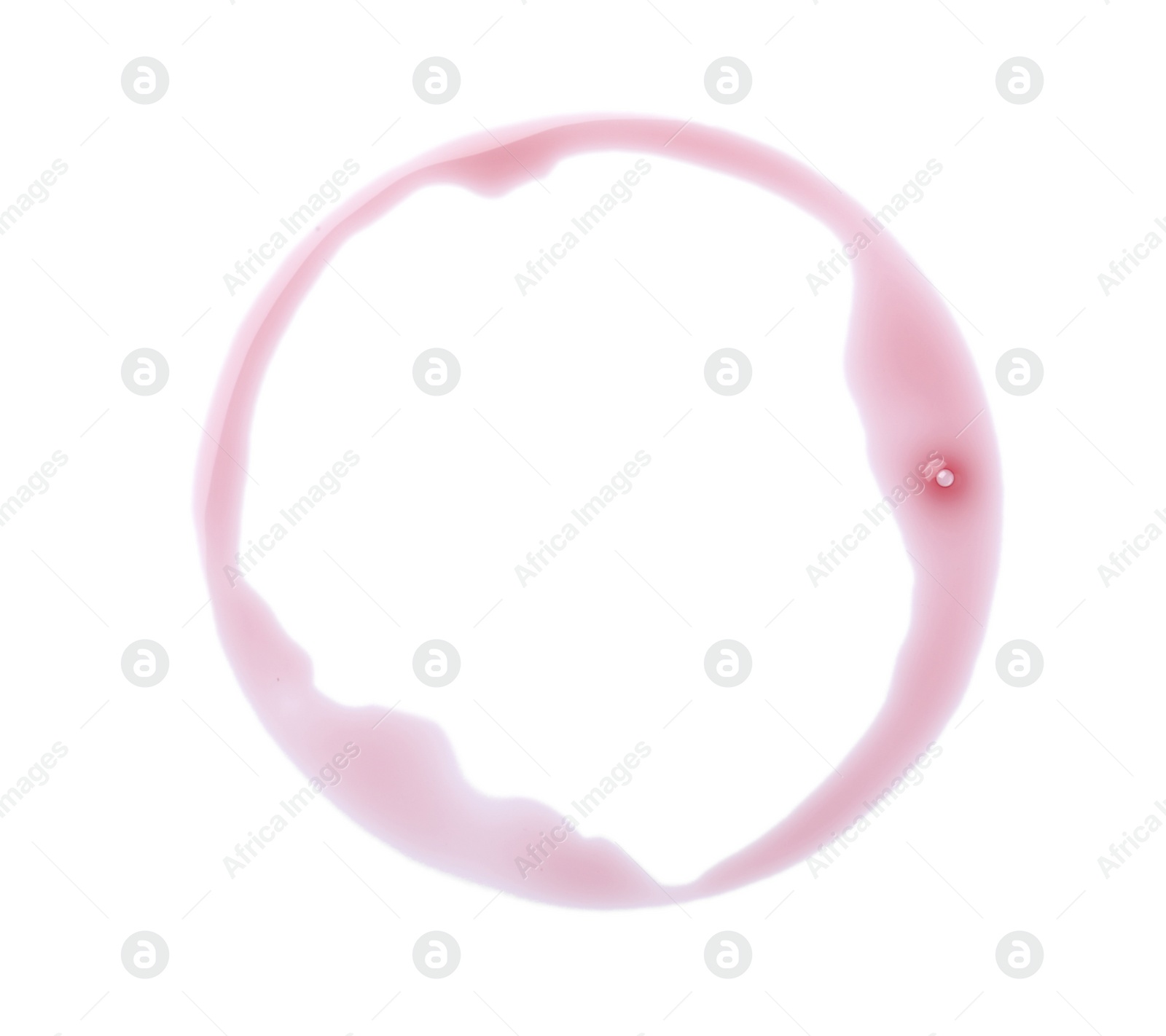 Photo of Red wine ring on white background, top view