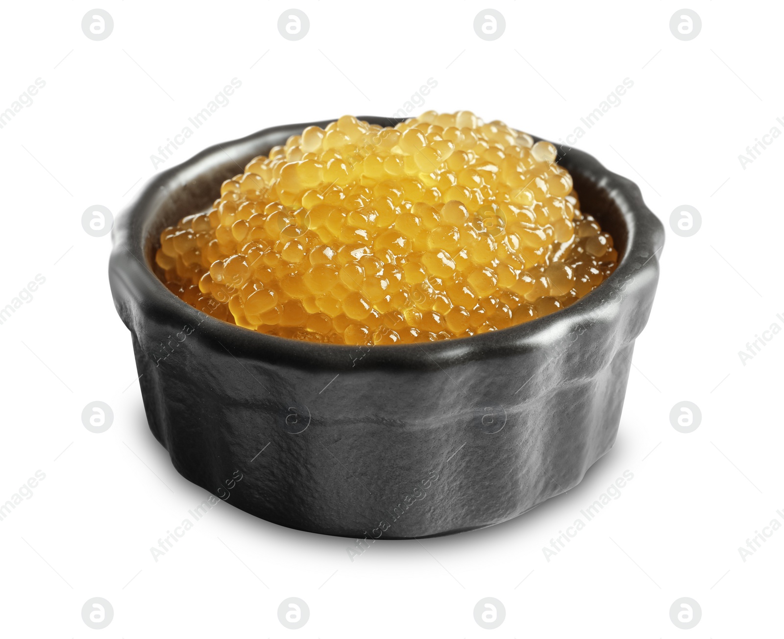 Photo of Fresh pike caviar in bowl isolated on white