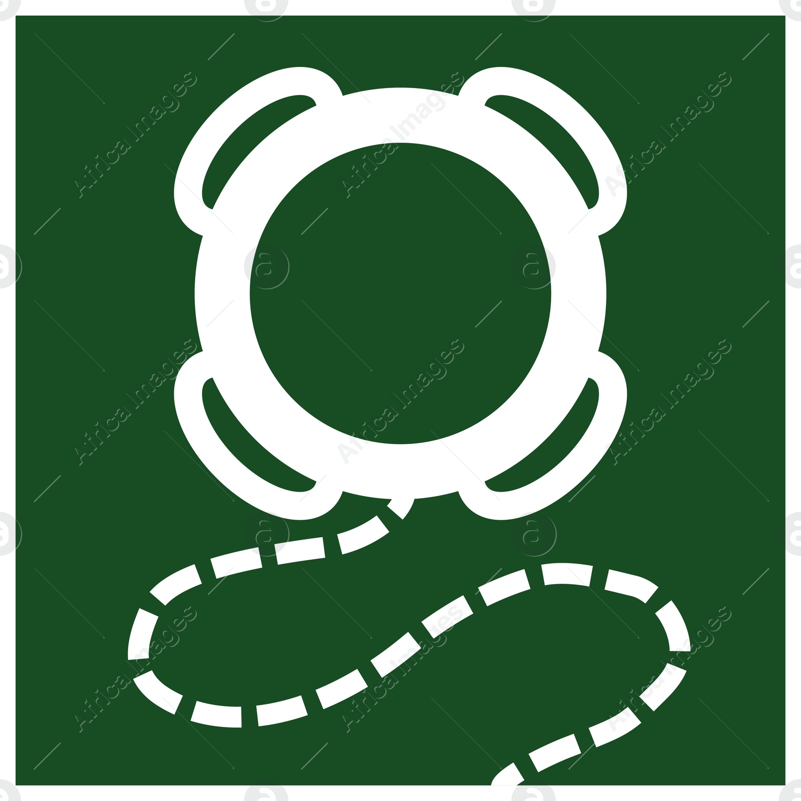 Image of International Maritime Organization (IMO) sign, illustration. Lifebuoy with line