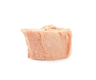 Photo of Delicious canned tuna chunk isolated on white