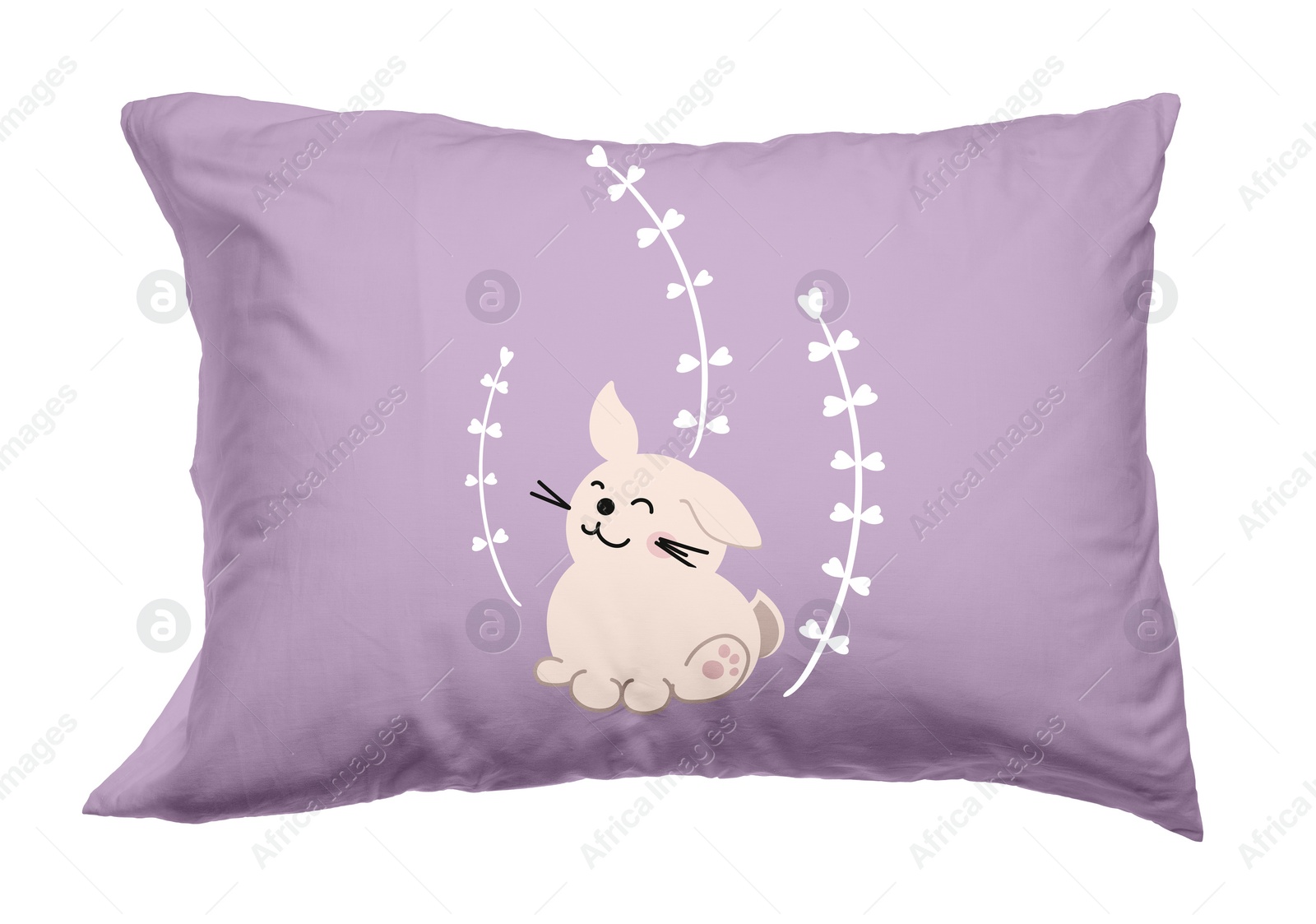 Image of Soft pillow with cute print isolated on white