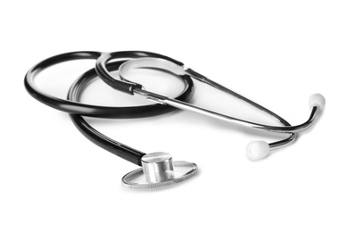 Photo of Stethoscope on white background. Medical object