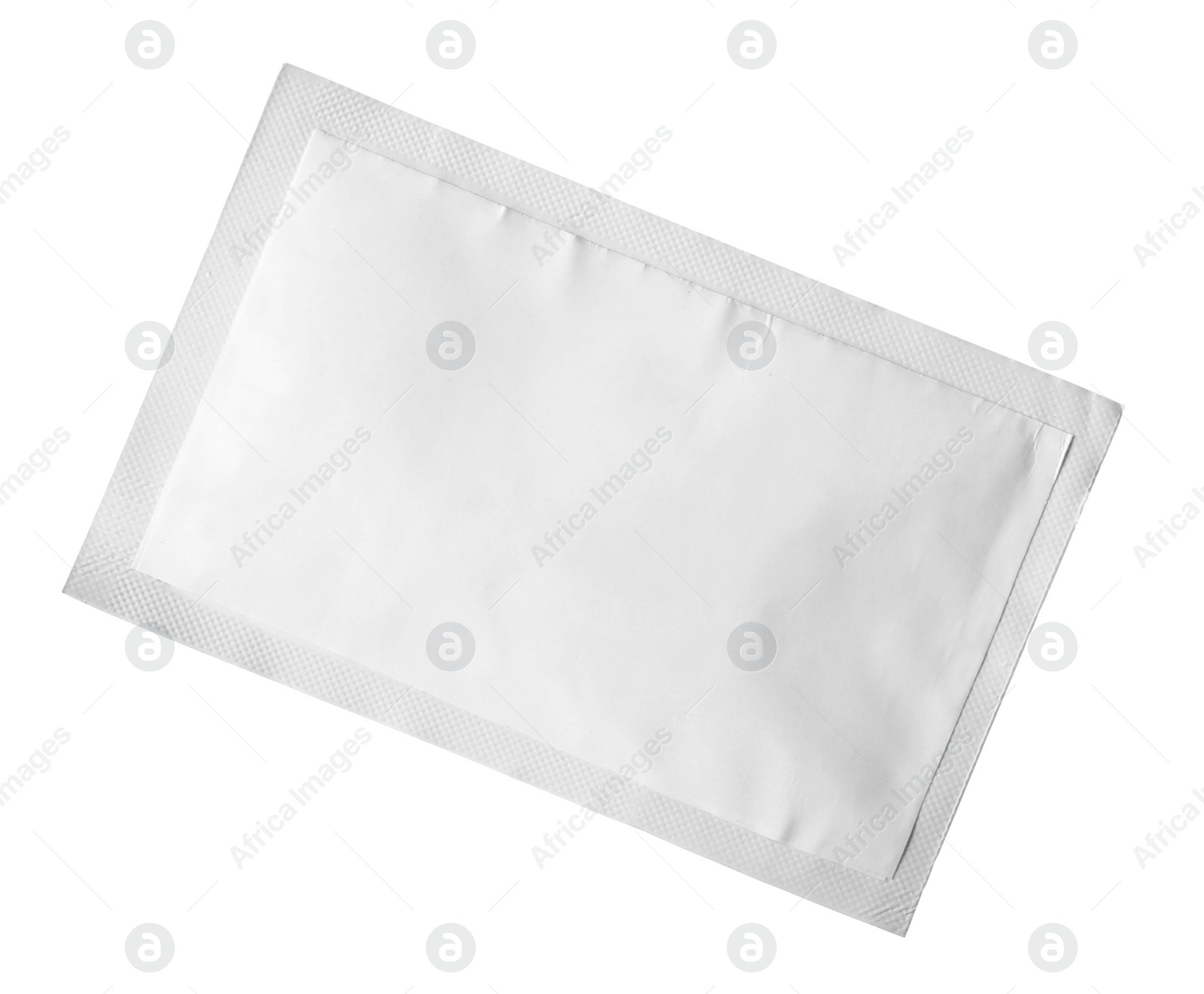 Photo of One blank medicine sachet isolated on white