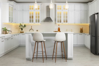 Luxury kitchen interior with new stylish furniture