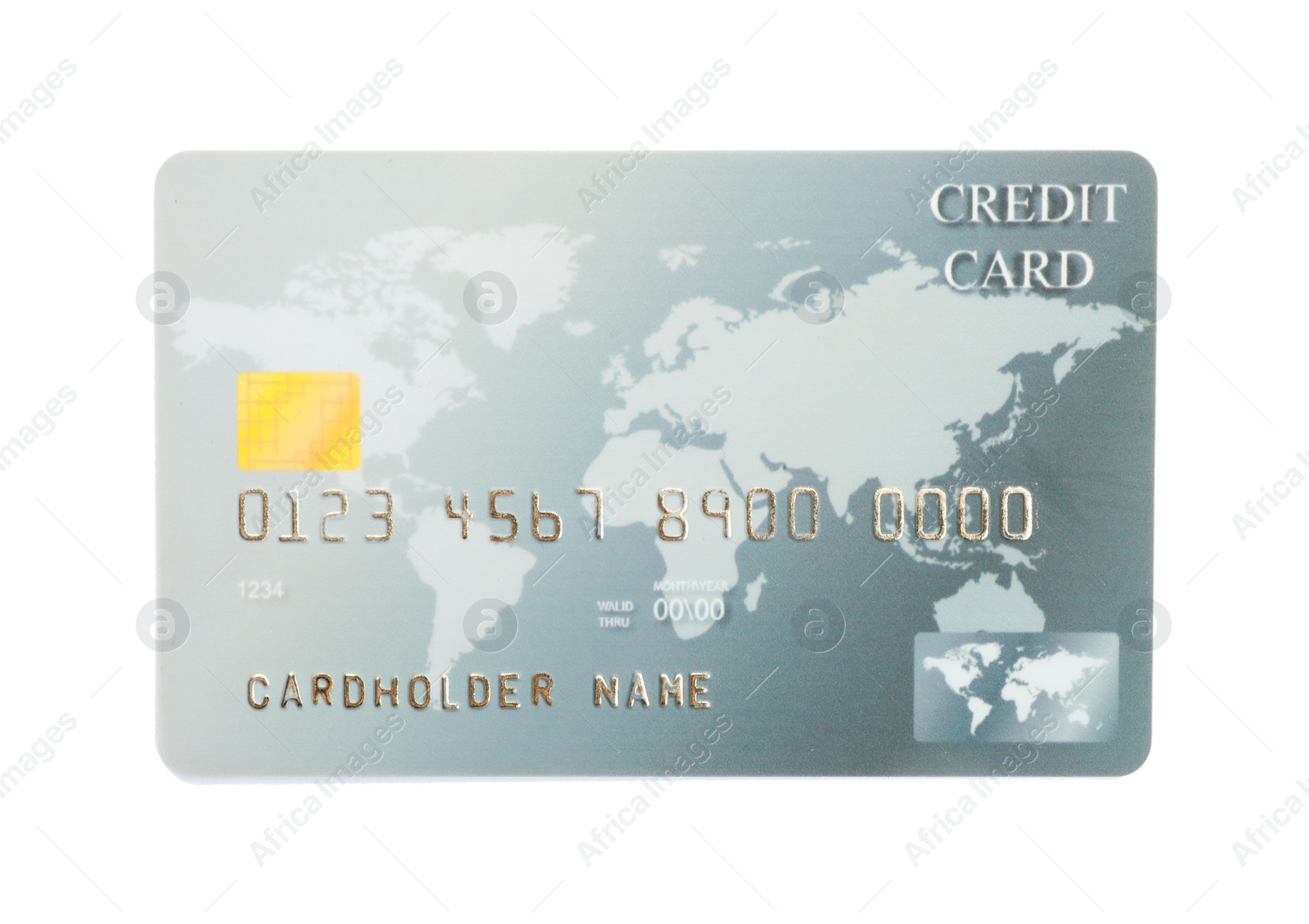 Photo of Grey plastic credit card isolated on white