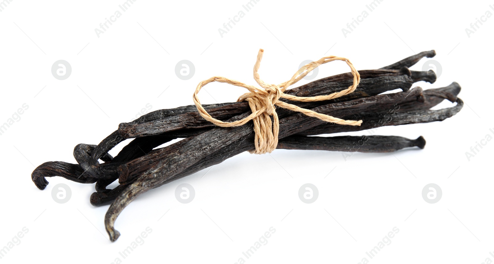 Photo of Dried aromatic vanilla sticks on white background