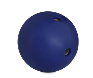 Modern blue bowling ball isolated on white