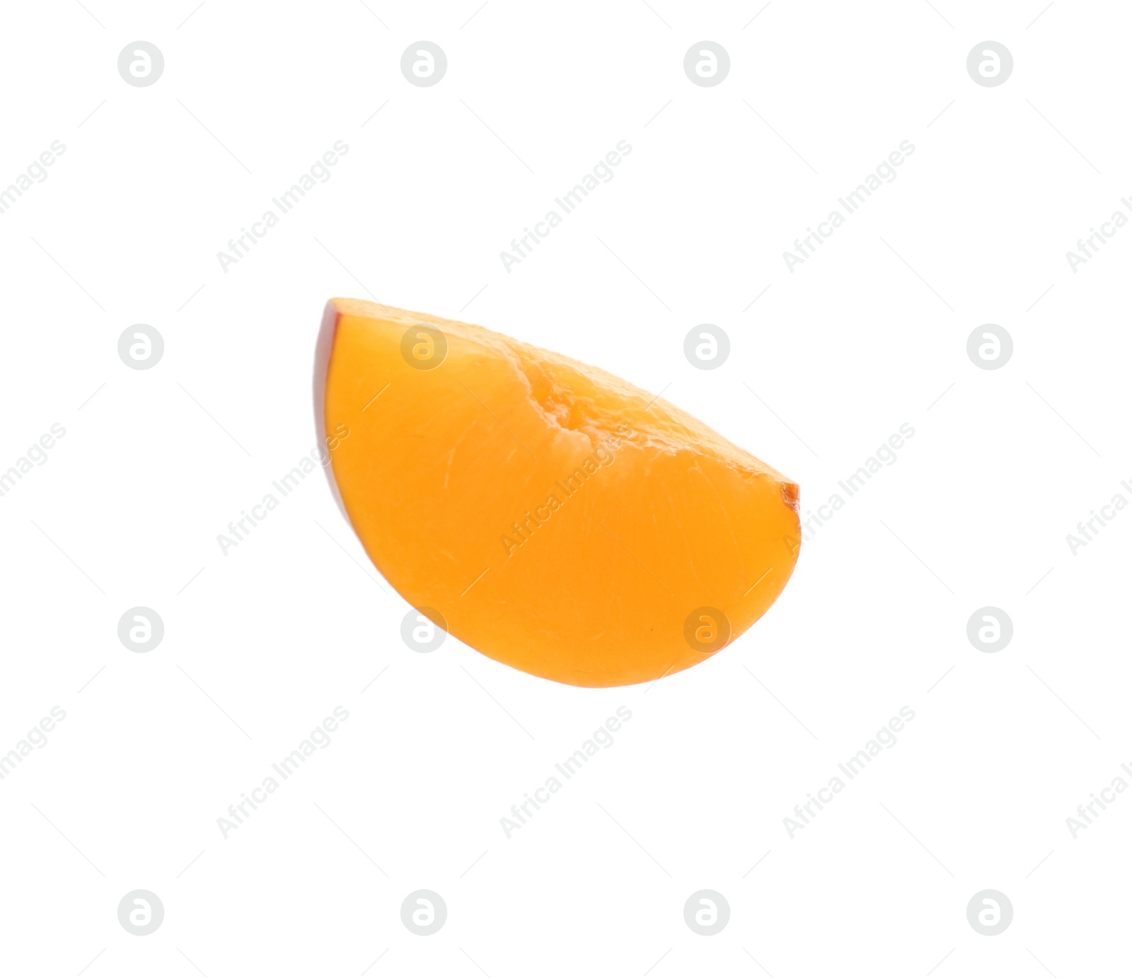 Photo of Slice of ripe plum isolated on white