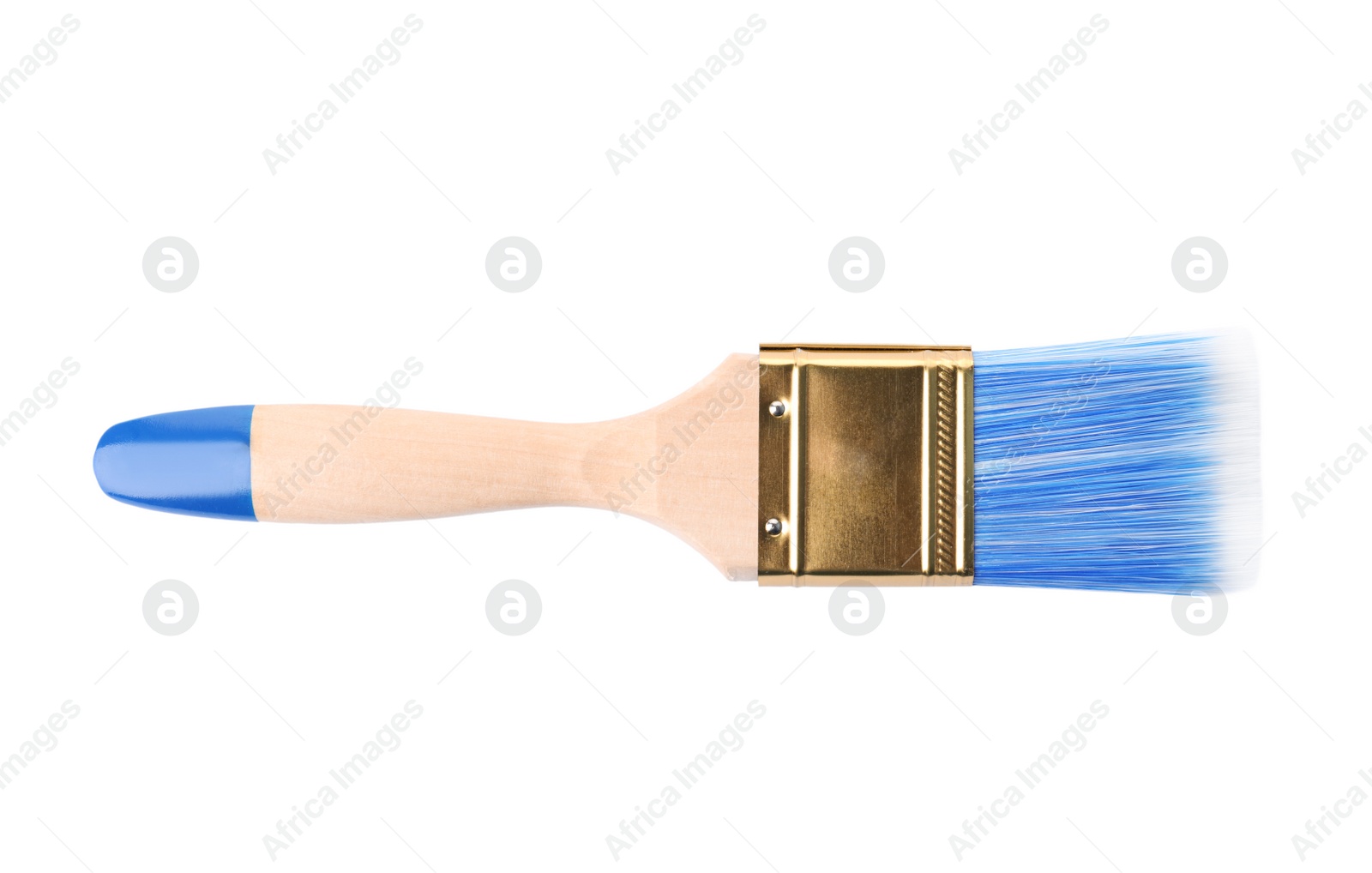 Photo of New paintbrush on white background, top view