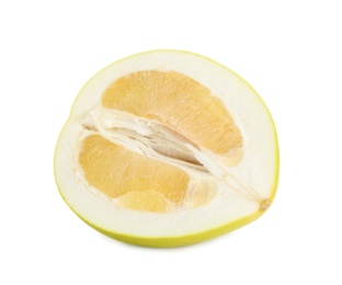 Photo of Half of fresh pomelo isolated on white