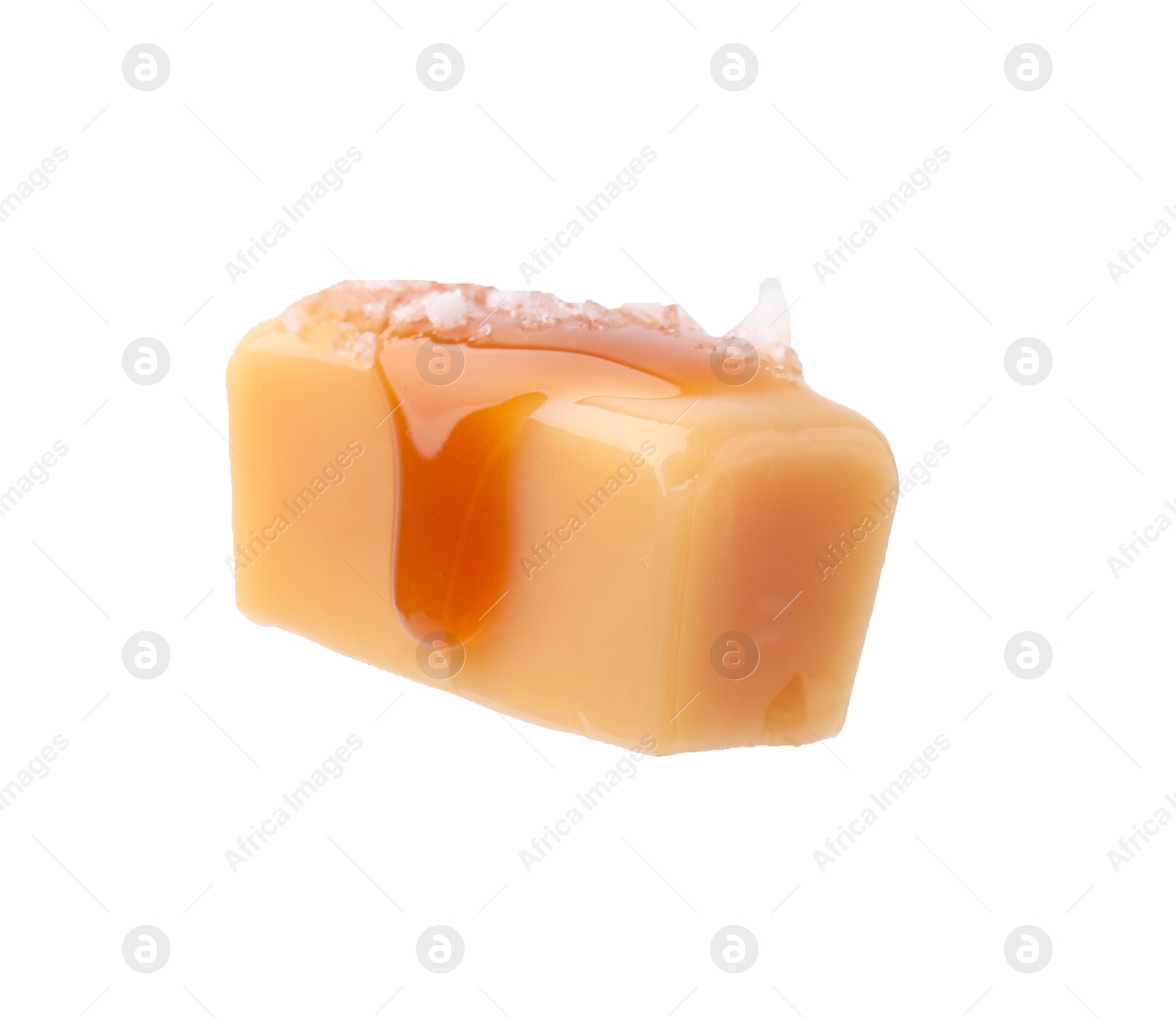 Photo of Yummy candy with salted caramel isolated on white