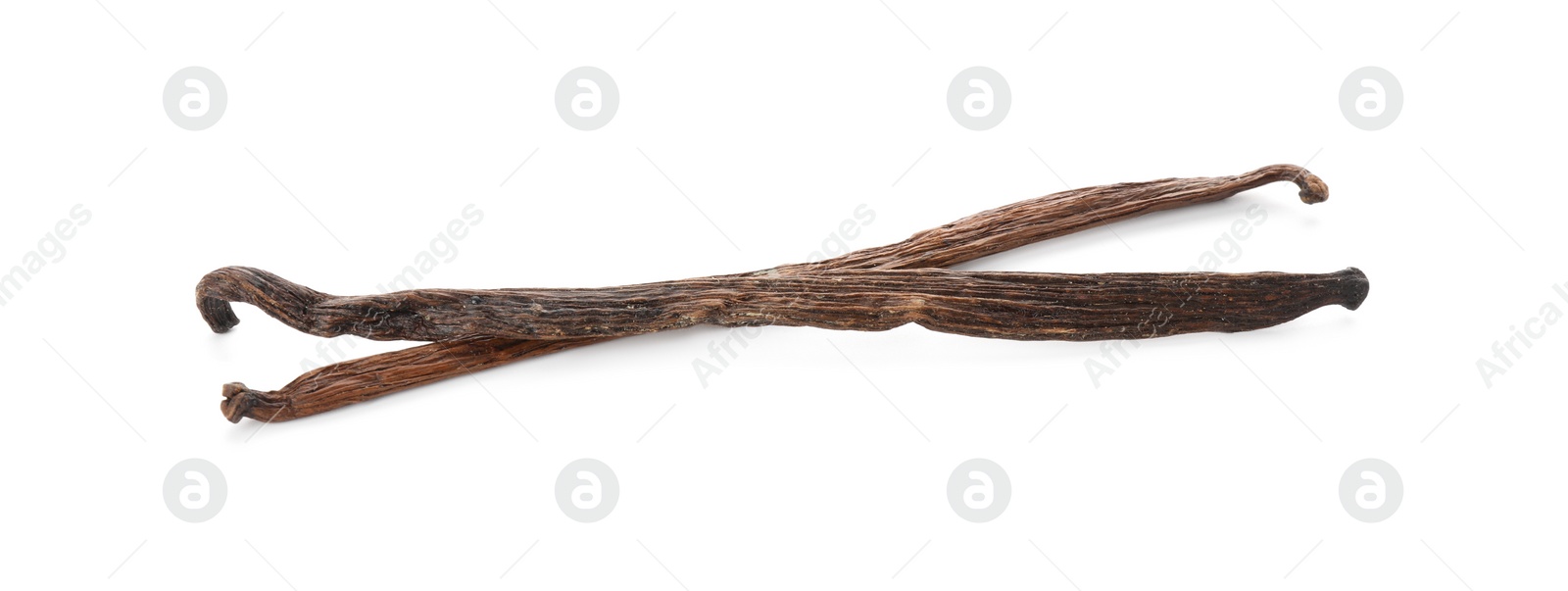 Photo of Two aromatic vanilla pods isolated on white