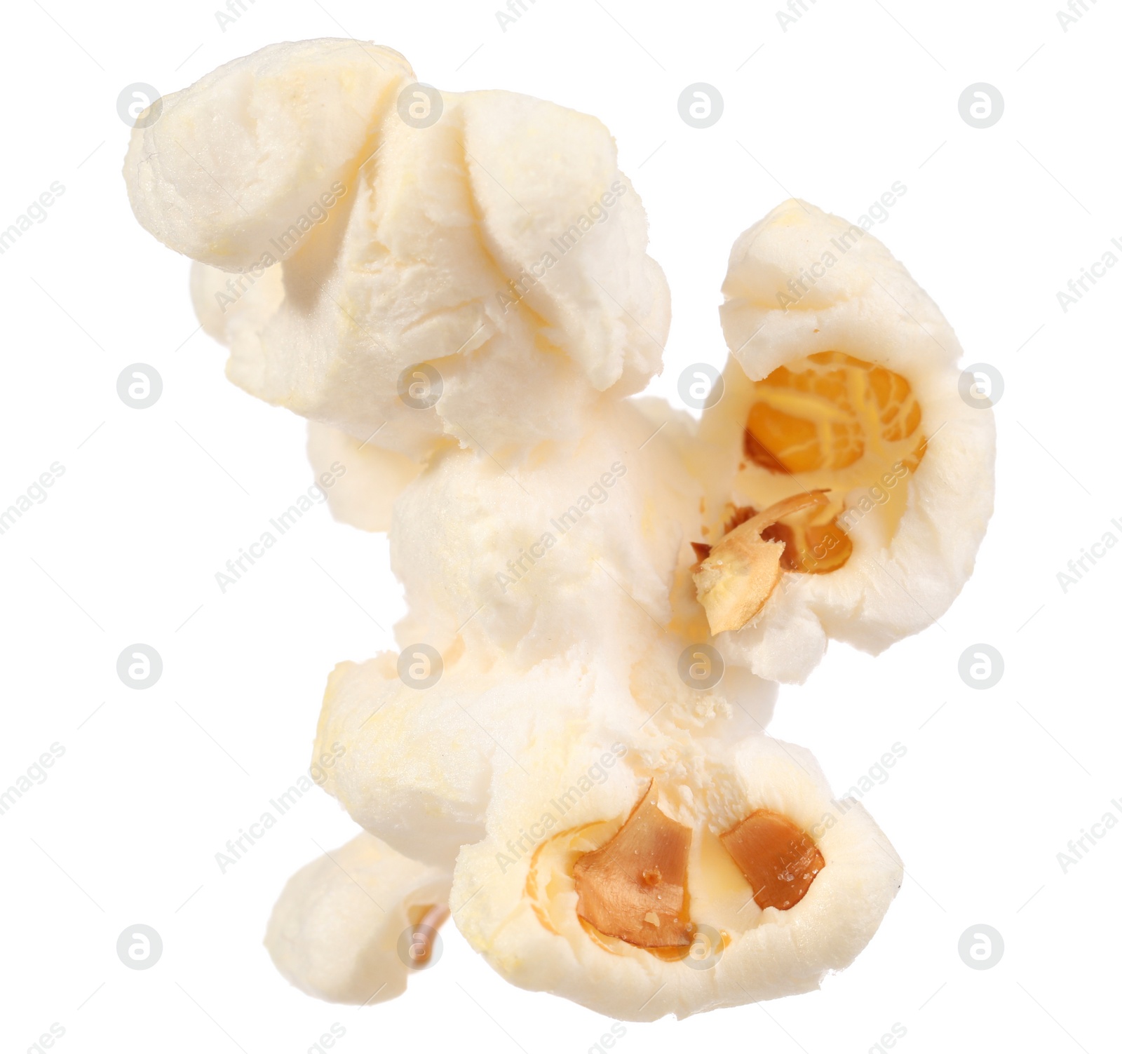 Photo of Kernel of tasty fresh popcorn isolated on white