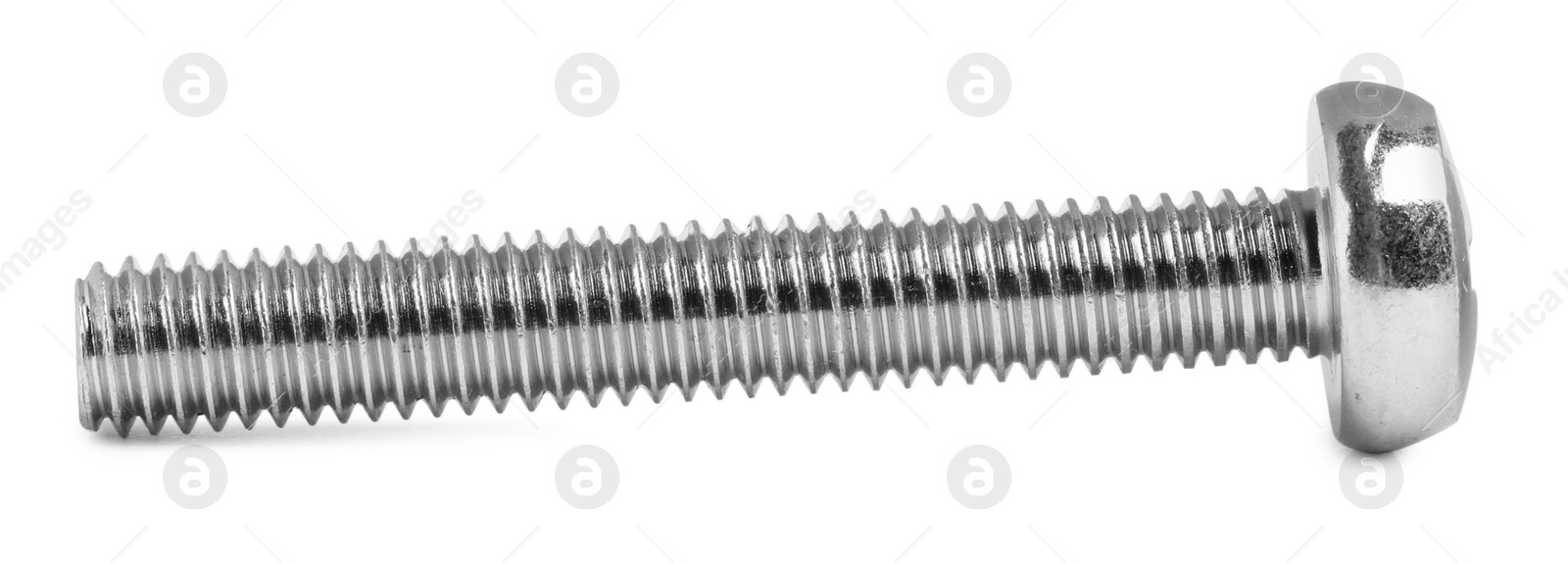 Photo of One metal machine screw bolt isolated on white