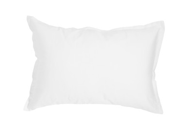 Photo of One new soft pillow isolated on white, top view