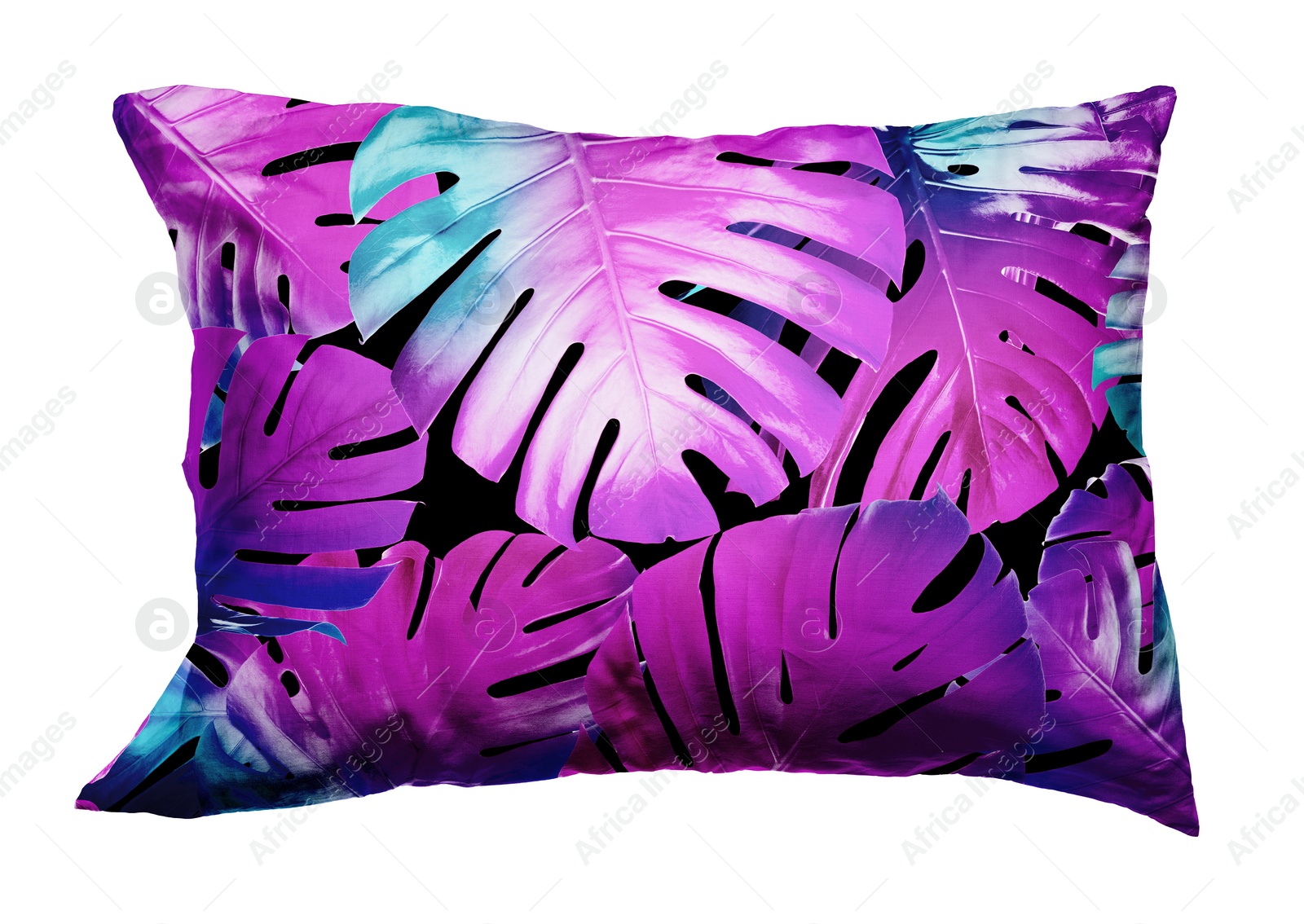 Image of Soft pillow with stylish floral print isolated on white