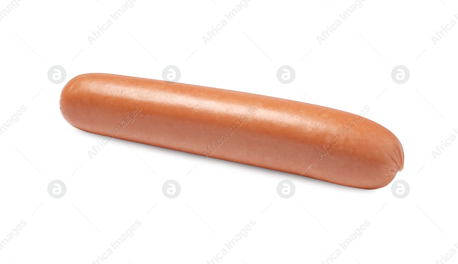 Photo of Fresh raw sausage isolated on white. Ingredient for hot dog