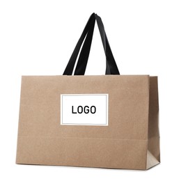 Image of Paper shopping bag with logo on white background