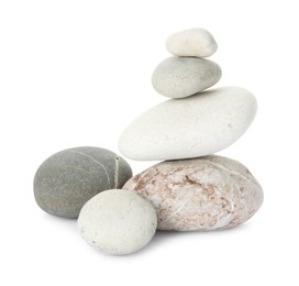 Group of different stones isolated on white