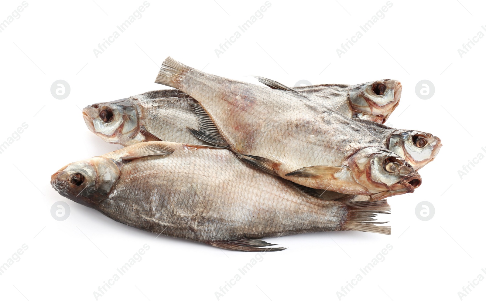 Photo of Tasty dried fish isolated on white. Seafood