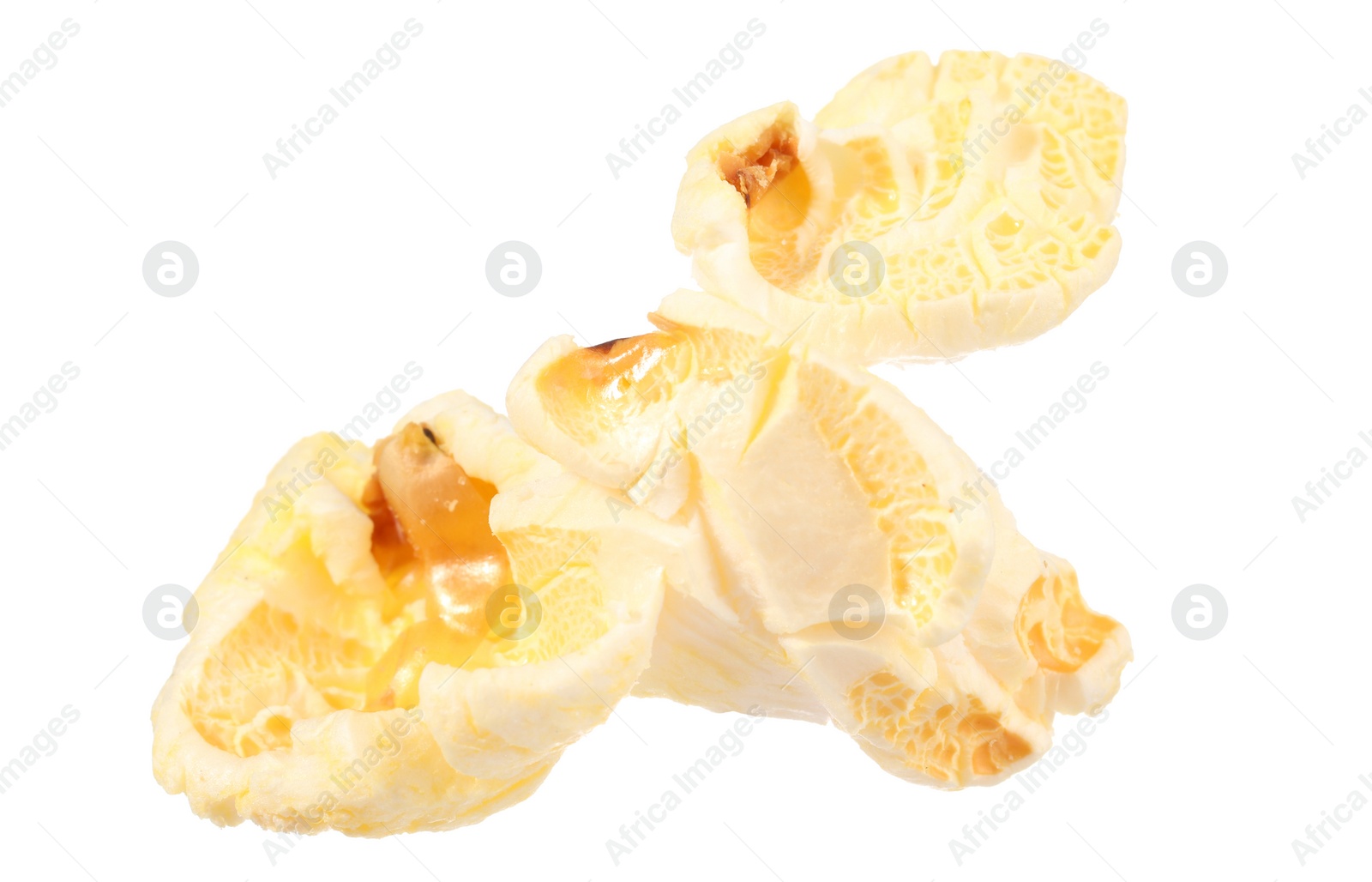 Photo of Kernel of tasty fresh popcorn isolated on white