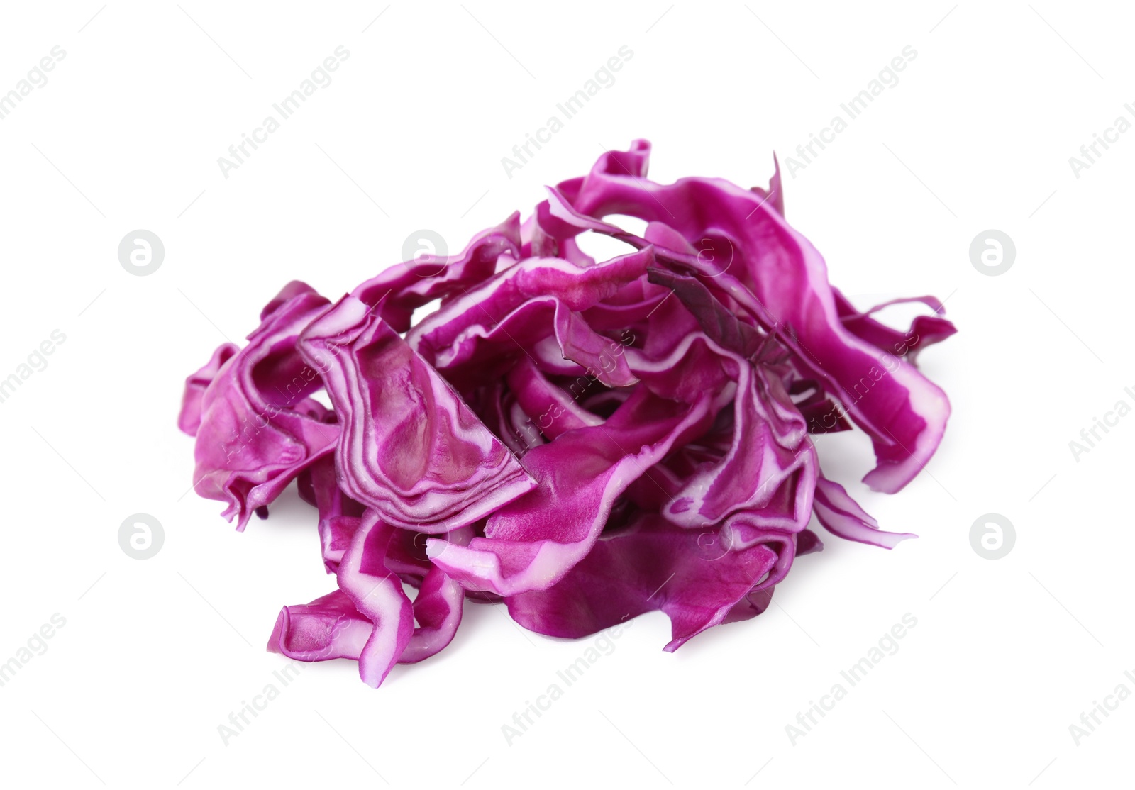 Photo of Pile of shredded red cabbage isolated on white