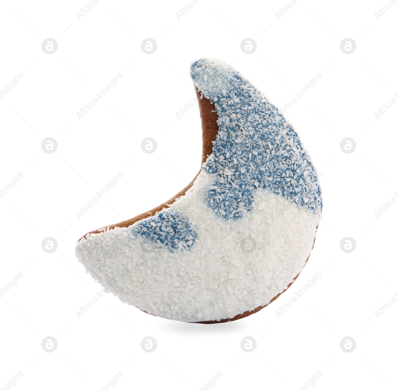 Photo of Crescent shaped Christmas cookie  isolated on white