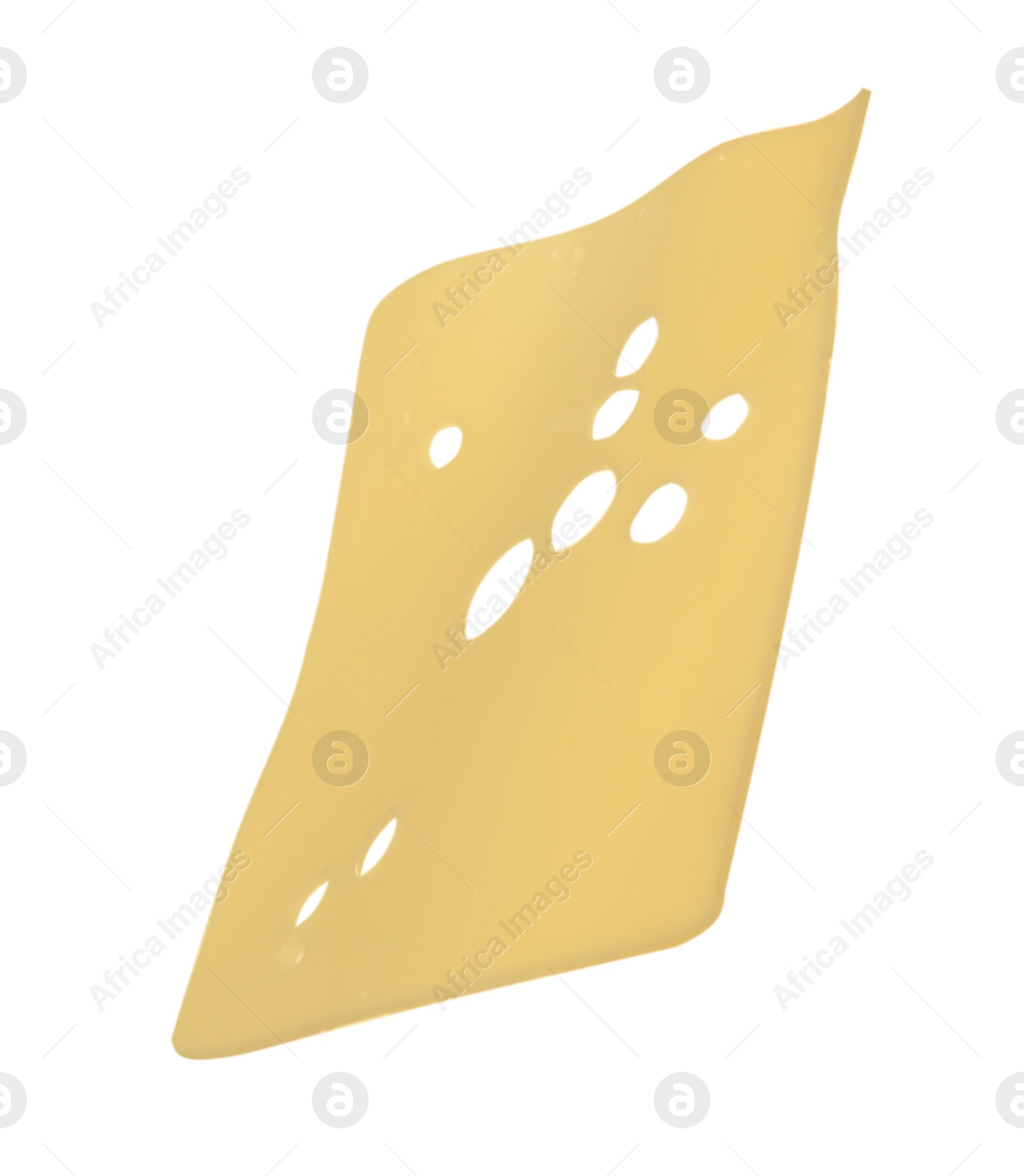 Photo of Slice of tasty cheese isolated on white