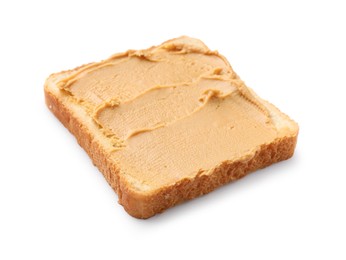 Photo of Tasty peanut butter sandwich isolated on white