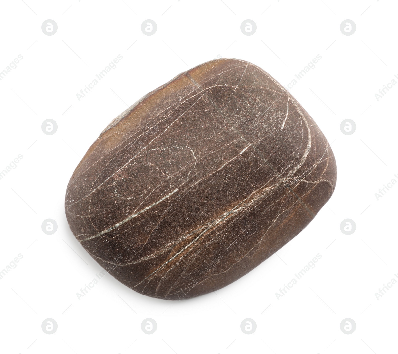 Photo of Brown spa stone isolated on white, top view