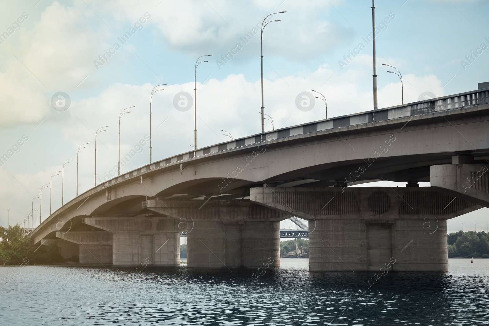 Photo of Beautiful view of modern bridge over river