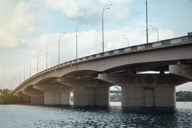 Beautiful view of modern bridge over river