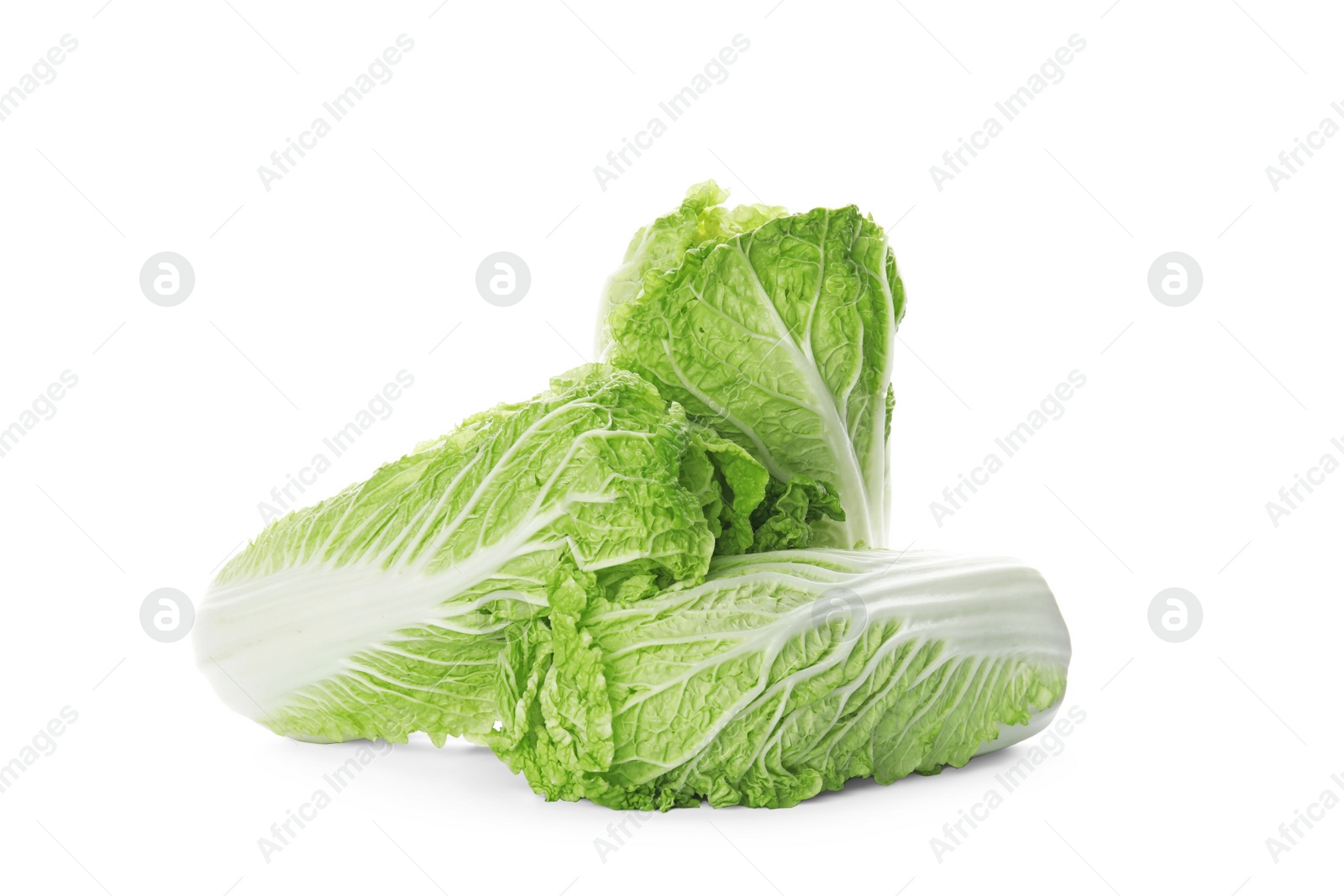 Photo of Fresh ripe cabbages on white background