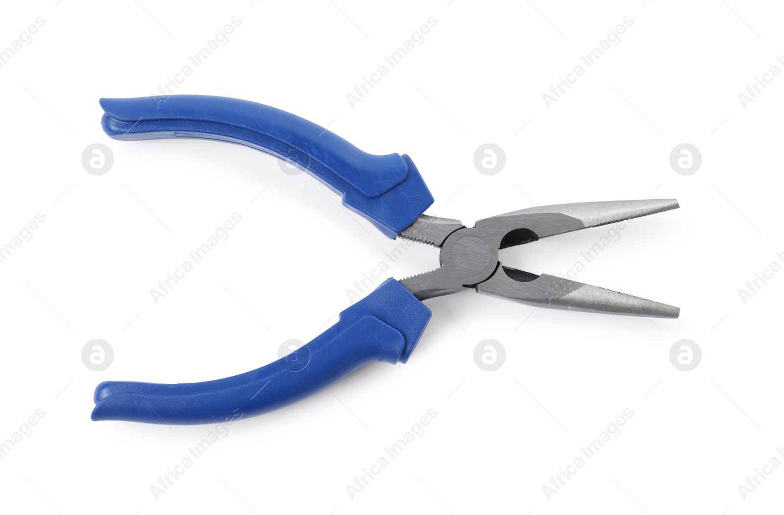 Photo of One needle nose pliers isolated on white, top view