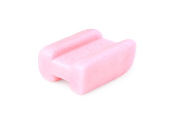 Photo of One tasty pink chewing gum isolated on white