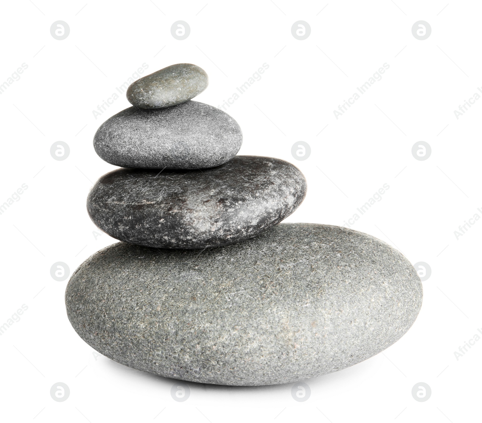 Photo of Stack of zen spa stones on white background