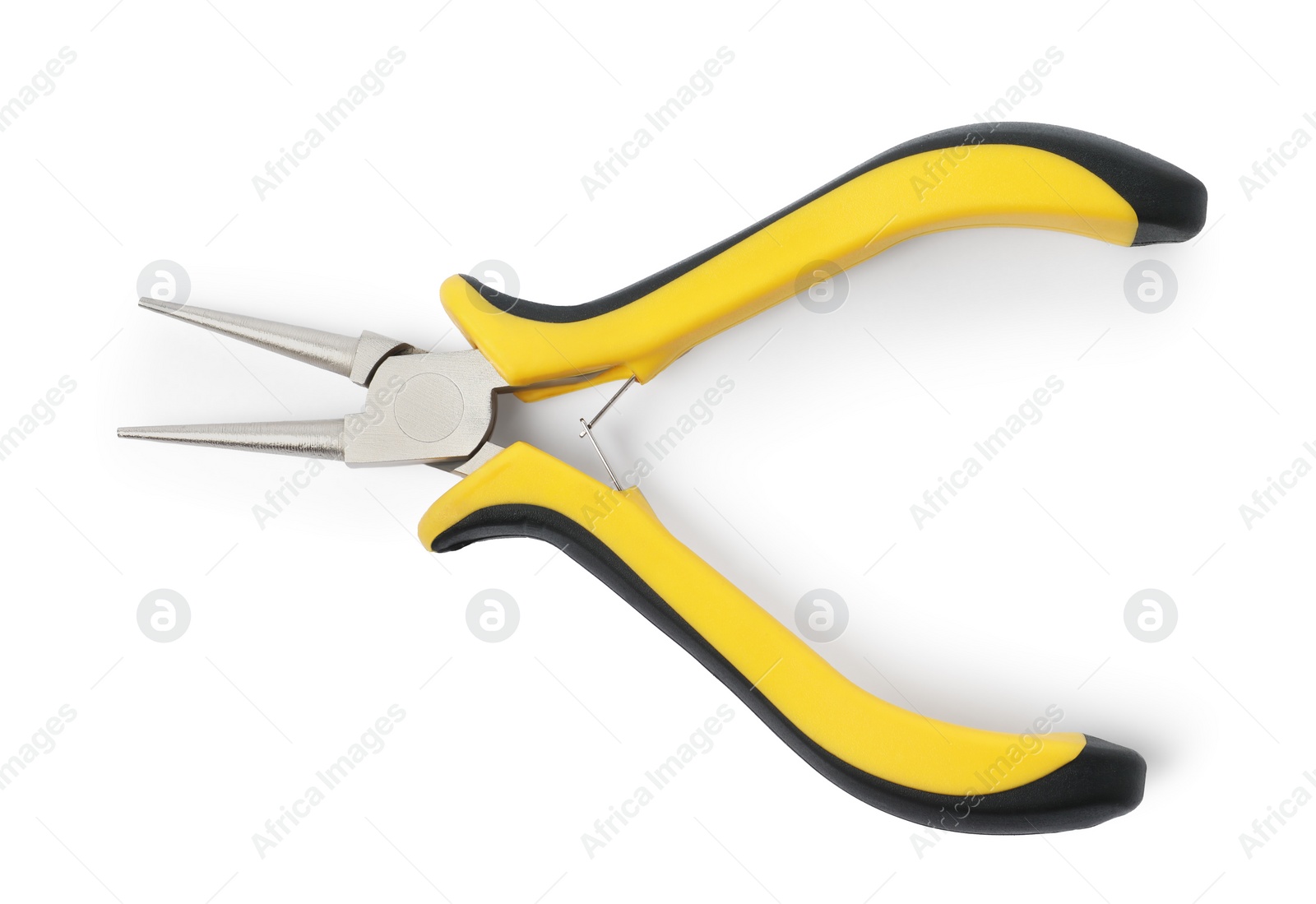Photo of New round nose pliers isolated on white, top view