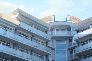 Exterior of beautiful residential building with balconies