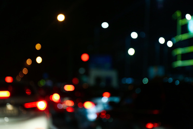 Photo of Blurred view of city at night. Bokeh effect