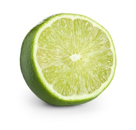 Photo of Half of fresh green ripe lime isolated on white