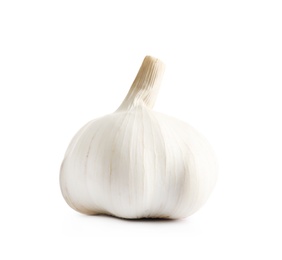 Fresh organic garlic bulb isolated on white