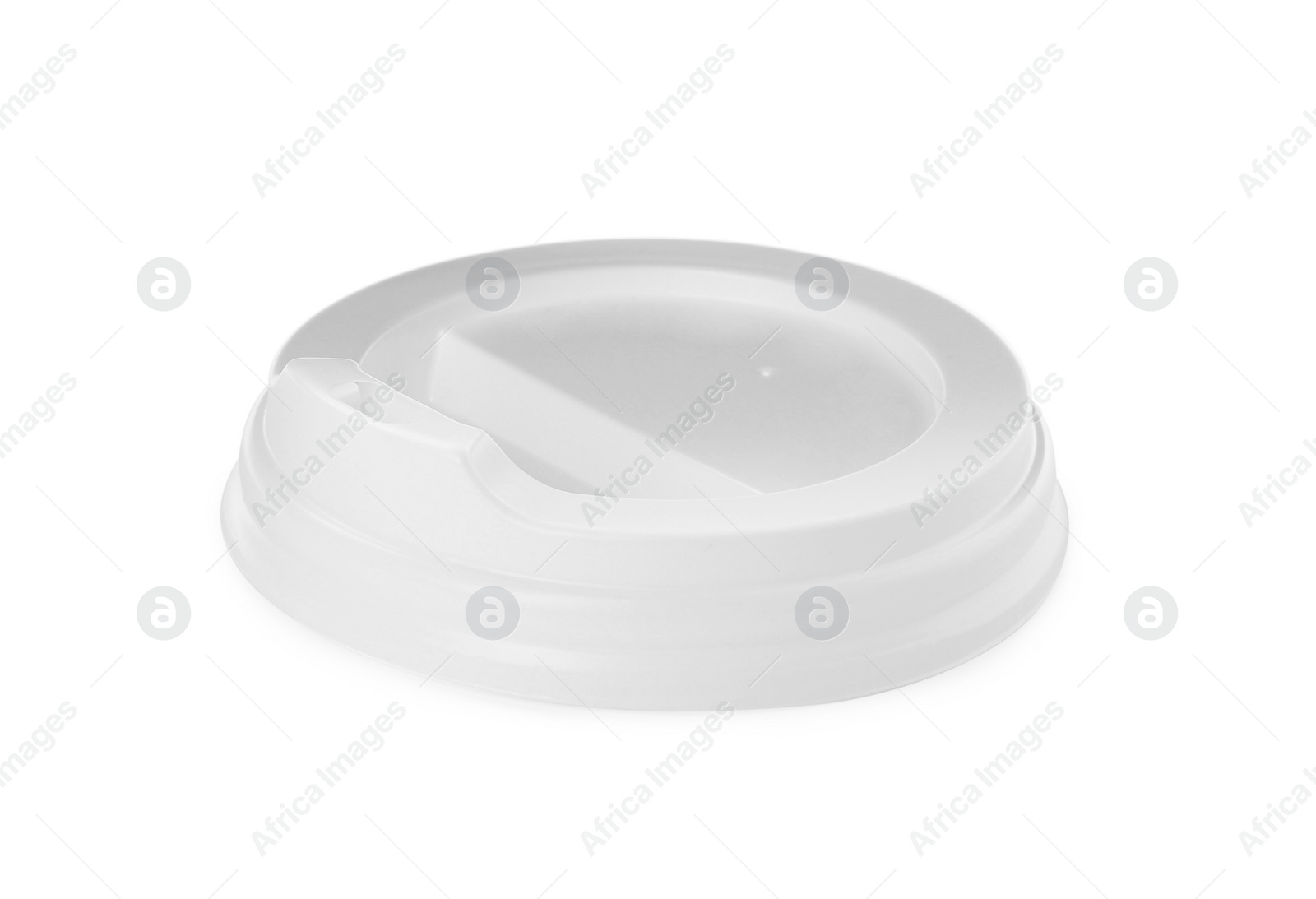 Photo of Plastic cap of disposable cup isolated on white