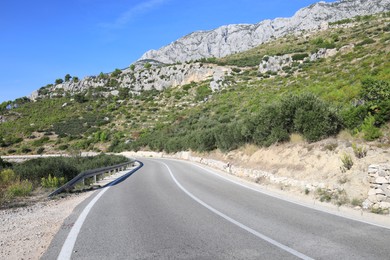 Beautiful view of road and mountain on sunny day