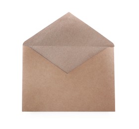 Photo of Simple kraft paper envelope isolated on white